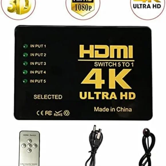 ILOVA 4K HDMI Switch 5 Port Video Switcher Supports 3D Full 1080P Ultra HD HDMI - Picture 9 of 9